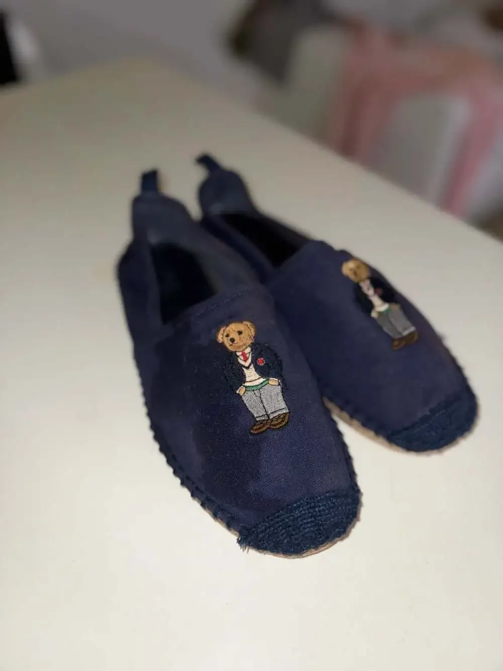 Polo Ralph Lauren Barron Polo Bear Canvas Espadrilles Navy Size 9D